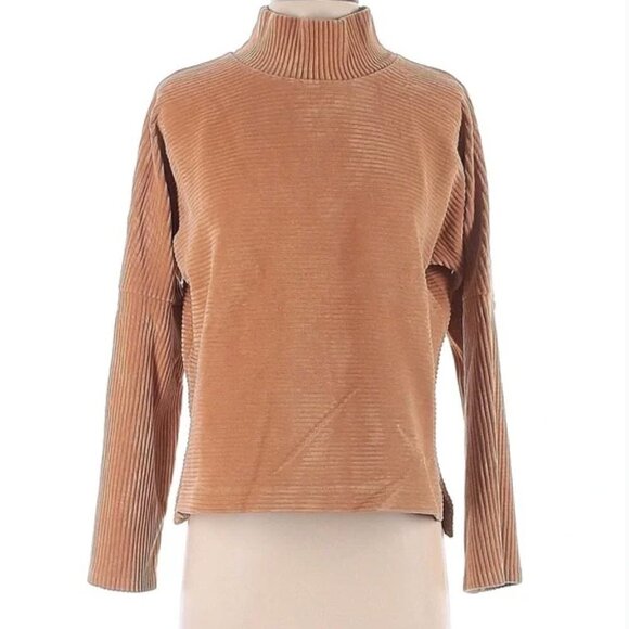 Madewell Texture & Thread Turtleneck Ribbed Golden Brown XS - Picture 1 of 11